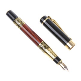 LANCHEN Imitation Wood Red with Carved Flower Medium Nib 0.5 mm Fountain Pen Accessories