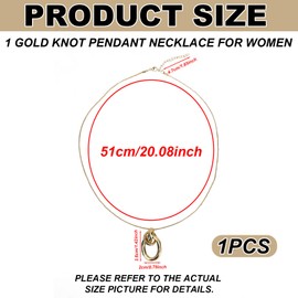 Mikovivi Gold Knot Pendant Necklace for Women, Adjustable Statement Golden Knot Chram Necklace with Safety Clasp Ideal Decorations and Trendy Birthday Anniversary Jewelry Gifts for Women