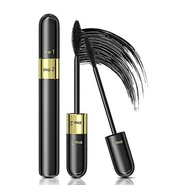 Máscara De Pestañas Vibely 2 En 1 Lash Cosmetics 4D Silk 5 Veces Más Larga, Resistente Al Agua, Sin Grumos, Color Negro De Larga Duración             
