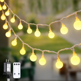 100ft Globe String Lights Indoor Outdoor Waterproof, 200 LED Christmas fairy Lights Plug in with Remote, Connectable Hanging Lights for Bedroom Tent Camping Patio Wedding Garden Decor, Warm White