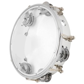 8in Tambourine Double Row Jingle Bells Hand Tambourine Hand Held Percussion Instrument (Transparent)