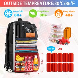 Lunch Backpack 15.6 Inch Laptop Travel Backpack with Insulated Bag Extra Large Backpack for Men Women Waterproof Computer Backpack for Work School College Business, Black