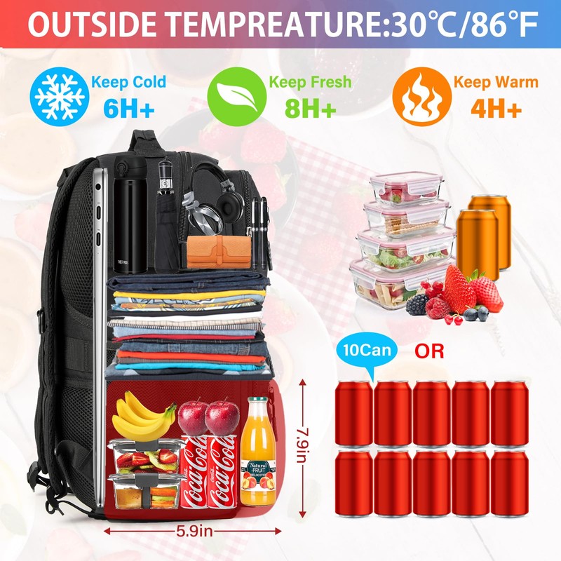 Lunch Backpack 15.6 Inch Laptop Travel Backpack with Insulated Bag