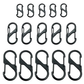 Carabiner, S-Shaped, Ultra-Small Carabiner, Small, Multi-functional, Household Goods, Anti-Theft, Anti-Lost, Outdoor Climbing, Camping, Fishing, Climbing Equipment, Black (Black 1.3 x 0.5 x 0.7 inches