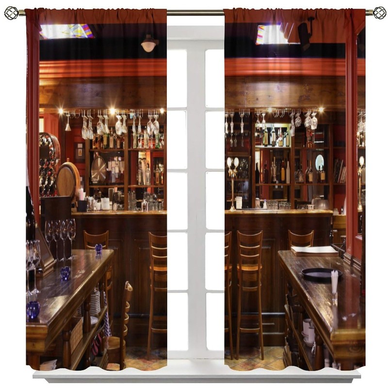 wlsgdsg Bar Curtains,Wine Bottles Pub Luxury Wine Cabinet Rustic Cloth