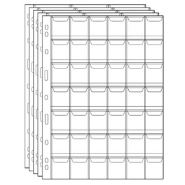 Uncle Paul Coin Pocket Pages - 42 Compartments Standard 9 Hole Coin Pocket Inserts Collector Sleeves for Coins 5 Sheets CS03542