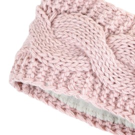 Neverless® Warm Women's Knitted Headband Fleece Lining Cable Knit Ear Protection Hair Band Knitted Headband, 12005 Pink