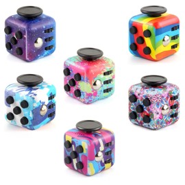 [6 Packs] Stress Cube Toy, 6 Sided Multi-Function Fidget Maigc Cube Anxiety Relief Toys, Hand-Held Audible Fidget Cubes for Adults ADD, ADHD, OCD