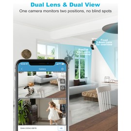 GENBOLT WiFi Security Camera Indoor, 360°Dual Lens Home Surveillance IP Camera CCTV with Humanoid Detection, Auto Cruise Nanny Pet Dog Cam, 2.4&5GHz Dual WiFi Baby Monitor with Audio Alarm