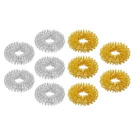 chi-enterprise Premium Massage Ring Set for Fingers | Anti-Stress - Acupressure Ring - Anti-Stress Ring | Acupressure Ring - Anxiety Ring | 10 Rings (Gold and Silver, Large)