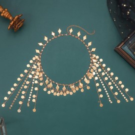 Fashband Gold Head Chain Sequin Tassel Headband Festival Costume Headpiece Hair Accessories for Women