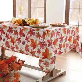 Softalker Fall Tablecloths Rectangle, Thanksgiving Table Cloths Autumn Harvest Maple Leaf Farmhouse Table Covers for Party Picnic Dinner Decor (60 x 120 Inch)
