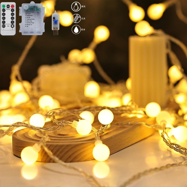 PENG String Lights 10M 80 Lights USB IP44 Waterproof Dimmable Remote Control Timer Function 8 Lighting Modes Indoor Indoor Outdoor LED Illumination Courtyard Decor Jewelry Light Christmas Halloween