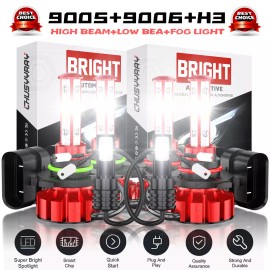 CHUSYYRAY Fit Toyota Corolla 2001-2003 2004 Combo LED Headlight High/Low +Fog Light 6K