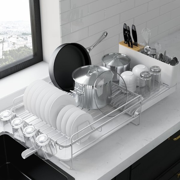 Kitsure Large Dish Drying Rack - Extendable Dish Rack, Multifunctional