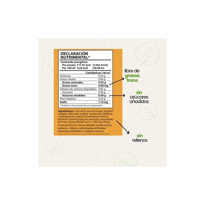 Golden Milk Leafy 150g Curcuma Organica Keto Vegano