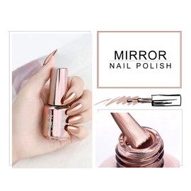 KYDA KYDA 18ml Mirror Nail Polish, Bright Colorful Nail Polish for Nail Art, Longlasting Mirror Effect Nail Art Polish, Gorgeous Reflective Manicure Nail Lacquers-Champagne Gold, 0.61 fl oz