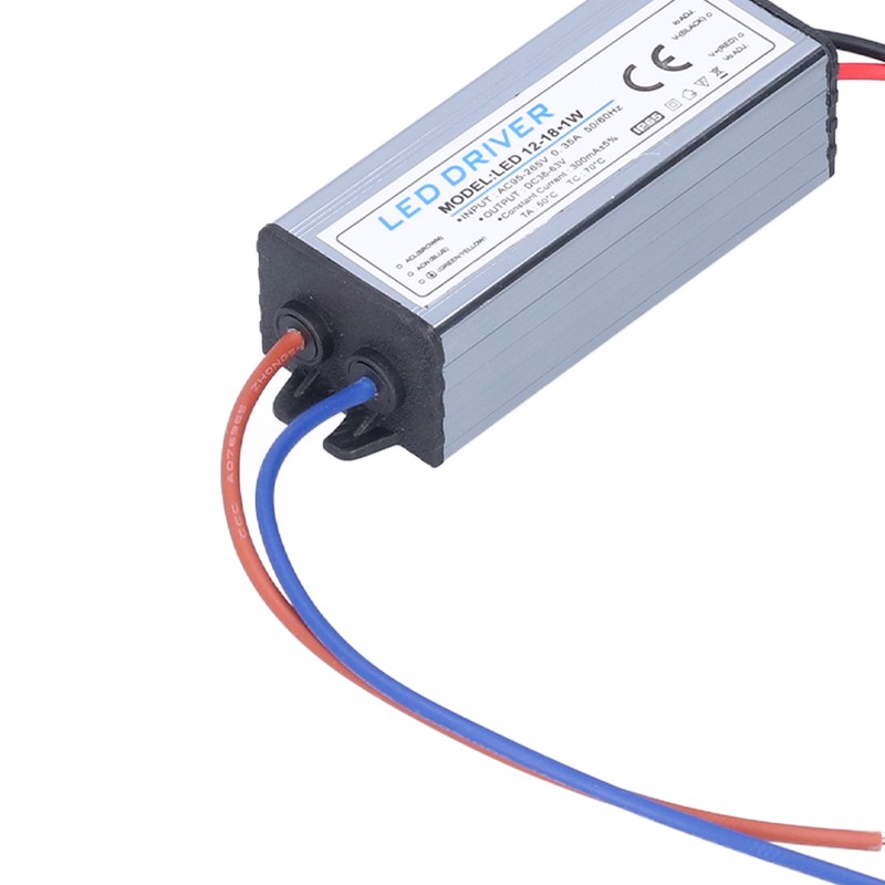 12‑18X1W 300mA LED Driver AC95‑265V/DC36‑63V Waterproof LED Power Driver for