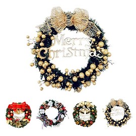 Giyomi Christmas Wreath, Christmas Decoration, Door, Entryway, Wall Decoration, Wreath, Sparkling, Bell, Pines, Fruits, Ribbon, Sizes Available, 11.8 inches (30 cm), 15.7 inches (40 cm), Red, Gold, Ornament, Shop Decoration, 5 Types, Gold Fruits, 15.7 inches (40 cm)