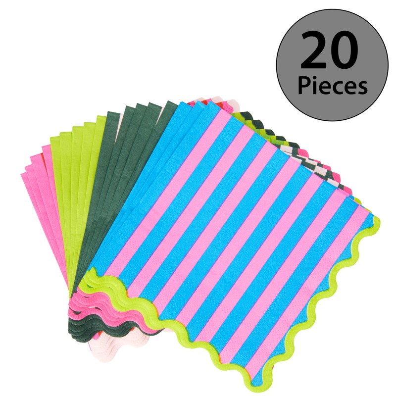 C.R. Gibson TW4-25648 Bold Stripe Disposable Paper Cocktail Napkins, 5"