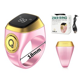 Abiyou Smart Ring Counter, Smart Tasbih Zikr Ring, Muslim Islamic Prayer Smart Rings, Tasbih Counter Smart Ring, Tasbeeh Smart Counter, Digital Electronic Smart Tally Counter for Prayer (Pink,18MM)