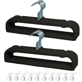 Pants Hangers Non Slip - 20 Pack Velvet Hangers for Closet - Thin Space Saving Clothes Hanger - Strong, Durable, Jean Hangers with 360 Degree Rotatable Hook, Tank Top Hangers for Bra, Shorts (Black)