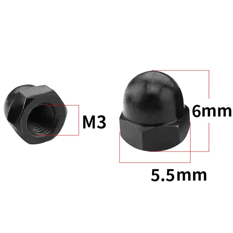 Yesmin 12 Pcs M3 Dome Nut,For Industry,Power,Hardware,Equipment,Etc