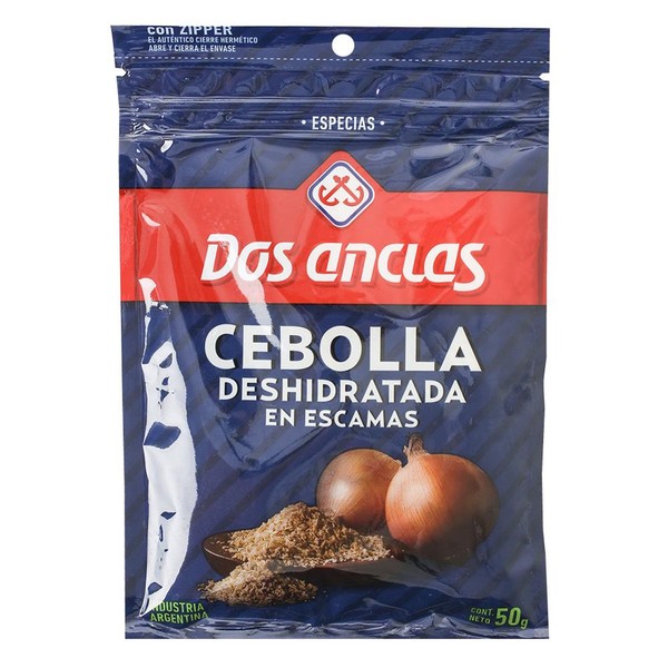 Dos Anclas Cebolla Deshidratada En Escamas Dehydrated Onion Spice, 50 g / 1.76 oz pouch (pack of 3)