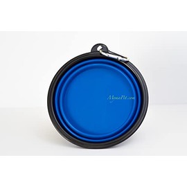 Expandable Silicone Dog Bowl, Easy Open, Ideal for Any pet, Aventures Will Love This, is for Food and Water, Travel Bowl with Safe Materials and ECO-Friendly BPA ­Free (Blue), 7 x 7 x 0.4 inches