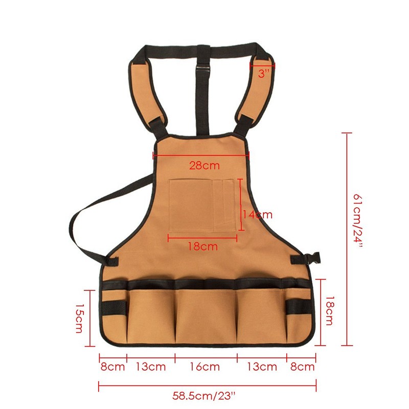 YOCZOX Garden Tool Apron, Waterproof Oxford Cloth Work Apron, Adjustable