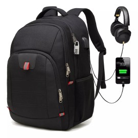 Wowomart XW0100 Mochila para portátil 17 pulgadas Mochila escolar impermeable antirrobo 40L Negro