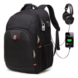 Wowomart XW0100 Mochila para portátil 17 pulgadas Mochila escolar impermeable antirrobo 40L Negro