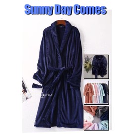 Yume Pajamas Men's Women's Gown, Fleece Blanket, Hotel, Winter, Brushed, Nightwear, Warm, Fluffy Bath, Robe Loungewear, Autumn and Winter, Unisex, Matching Pair, navy