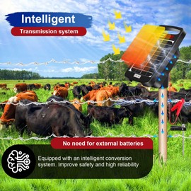 10 Miles Solar Electric Fence Charger,Output 0.18J Electric Fence Charger,24-Hour Uninterrupted Protection Solar Fence Charger,Solar Fence Energizerr That can Work for 14 Days Without Sunlight
