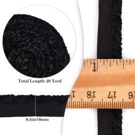 GORGECRAFT 20 Yards Velvet Piping Bias Tape 10mm Wide Lip Cord Trim Black Upholstery Piping Trimming for Apparel Sewing Stitching Decorating Pillows Lamp Curtain Hat Clothing Accessories