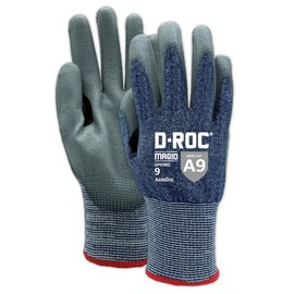MAGID D-ROC AeroDex ANSI A9 13-Gauge Polyurethane Coated Glove, 1 Pair, Size 6/XS, Blue, GPD982