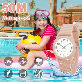 SOCICO Kids Analog Watches for Boys Girls 50M Waterproof Kids Watches Learning Time Children Watch Easy to Read for Ages 3-12 Kids Birthday, Christmas Day, Children's Day Gifts (Pink)