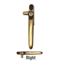 Securistyle Virage CB21BSR Cockspur Window Handle (Brass) - Right, 21mm Stack height - Various options available - This stylish ergonimic and contempory take on a cockspur handle provides an excellent solution to widows with no espag opening.
