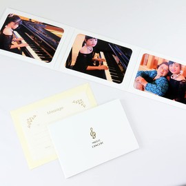 Yamadaya Stand Music Recitals Photo Mat Paper Photo Frame Pocket Mat "MUSIC CONCERT" 2L Size 3 Sided Horizontal (White)