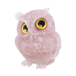 Amogeeli Healing Orgone Crystal Owl Figurine, Resin Animal Owl Statue Decoration for Home Shelf Table Desk Office, Rose Quartz