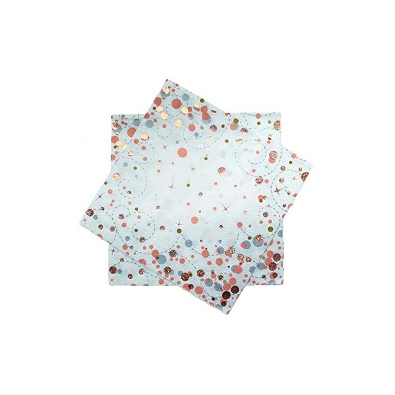 Oaktree Sparkling Fizz Rose Gold 33cm x 33cm 3-ply Napkins