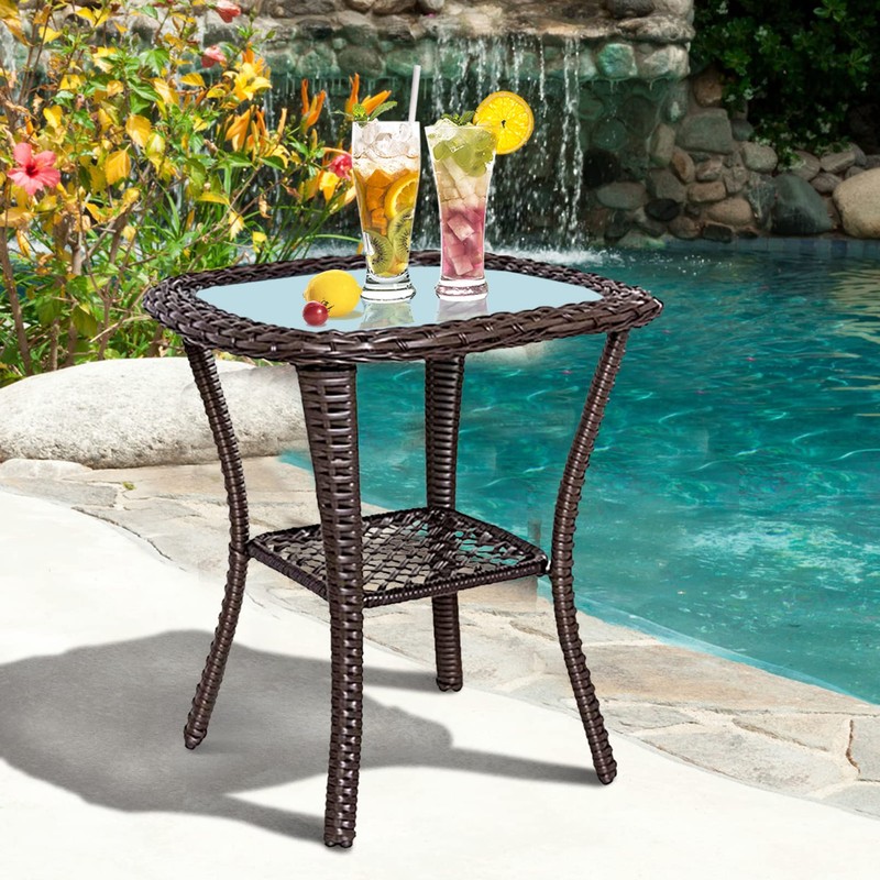 ATR ART TO REAL Outdoor Side Table, Indoor Outdoor Tempered