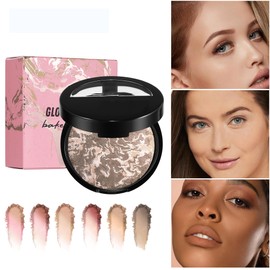 AKARY Baked Powder Foundation, Oil Control Correcting Powder Foundation, Buildable Light to Medium Coverage - Demi-Matte Natural Flawless Finish Smooth Lightweight, 06 Deep