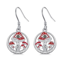 AXELUNA Mushroom Earrings 925 Sterling Silver Mushroom Dangle Drop Earrings Mushroom Jewelry for Women