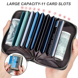 EcoVision Credit Card Holder RFID Card Case Wallet, Small Accordion Zipper Card Case Holder, Card Organizer Case for Women Men