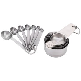 14Pcs/Set Measuring Cups Spoons Kit with Scales Food Grade Stainless Steel Baking Measuring Tool