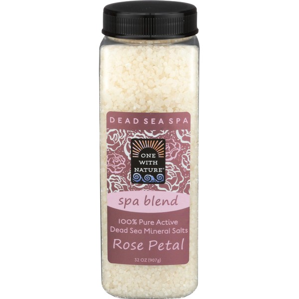 One With Nature Rose Petal Scent Bath Salts, 32 Ounces (Pack Of 6)