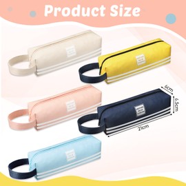 Mooliwe 25 Pcs Small Pencil Case Bulk Slim Pencil Pouch with Zipper Aesthetic Stationery Cute Square Waterproof Portable Storage Bag Makeup Bag for Marker Cosmetic