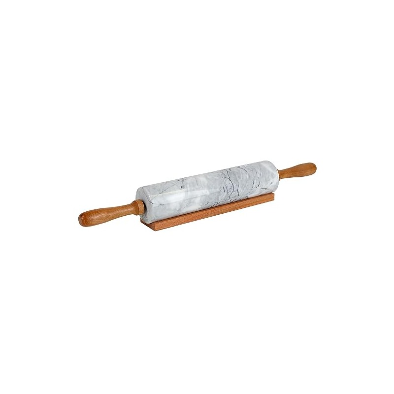 Home Basics White Marble Stone Rolling Pin with Easy Grip