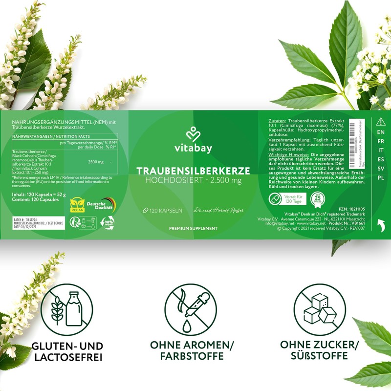 Vitabay Black Cohosh 2,500 mg - 120 Vegan Capsules -